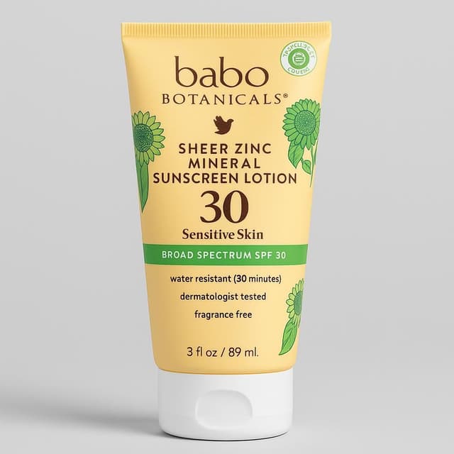 Babo Botanicals Sheer Zinc Fragrance Free Mineral Sunscreen Lotion SPF 30