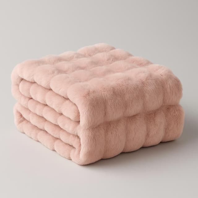 Cozy Bliss Bubble Faux Fur Throw Blanket