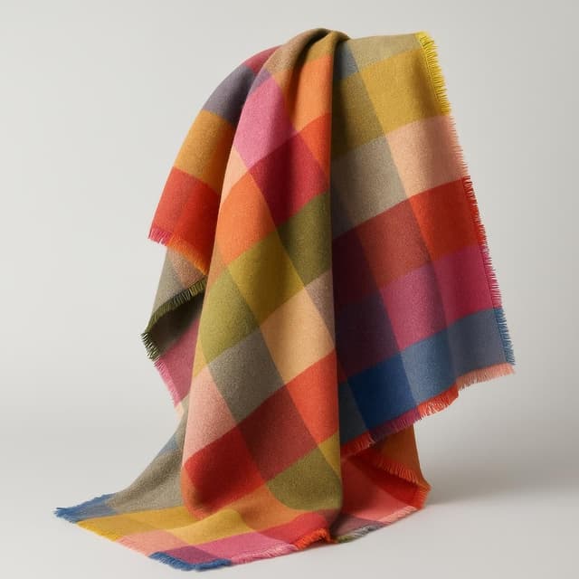 Luxxie Merino Wool and Cashmere Plaid Throw