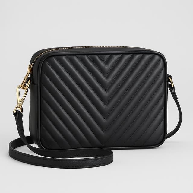 Quince Italian Leather Quilted Crossbody Bag Black