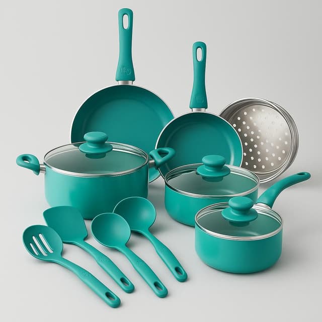 GreenLife Soft Grip 12-Piece Ceramic Nonstick Cookware Set